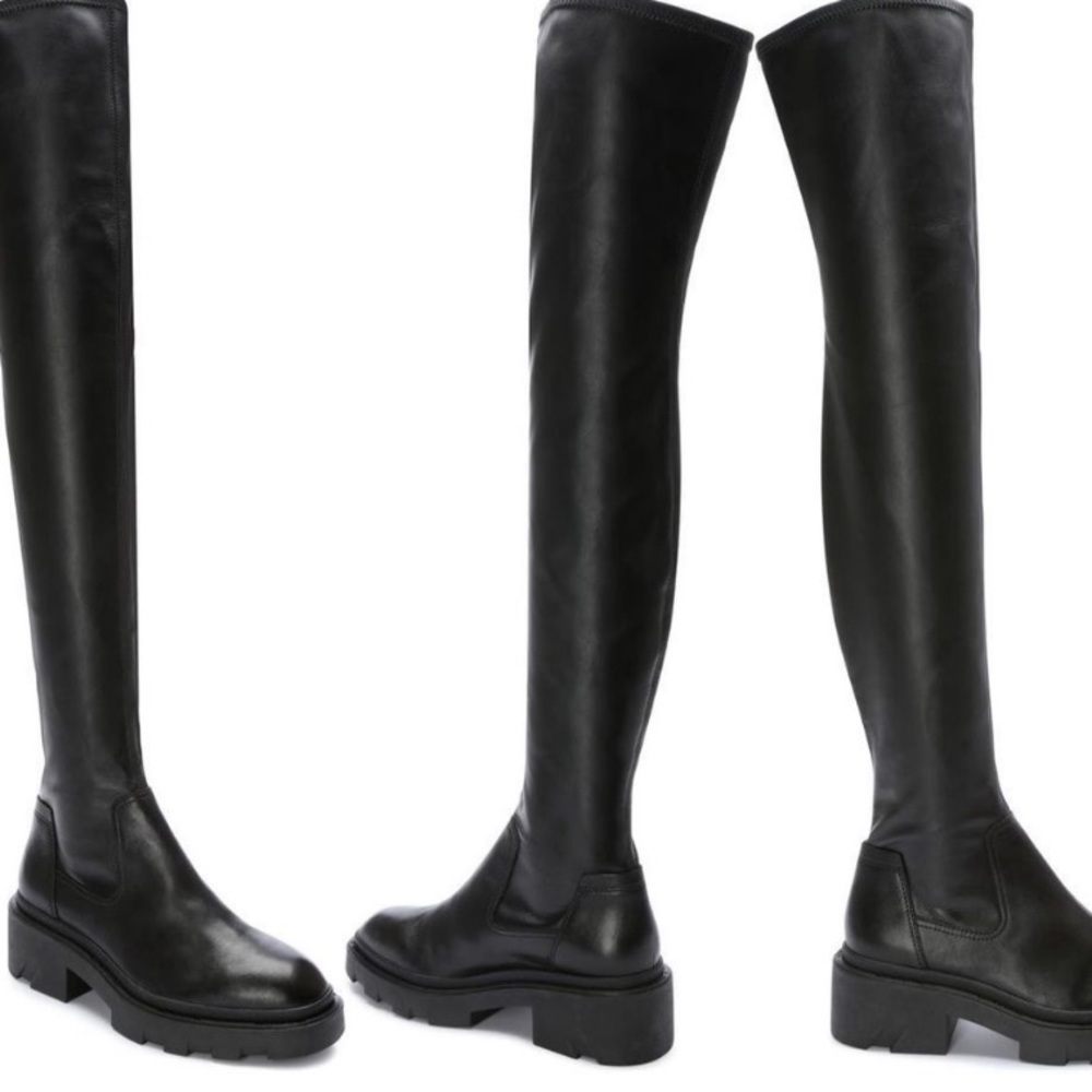 Ash Over-the-Knee Manny Black Leather Combat & Moto Boots